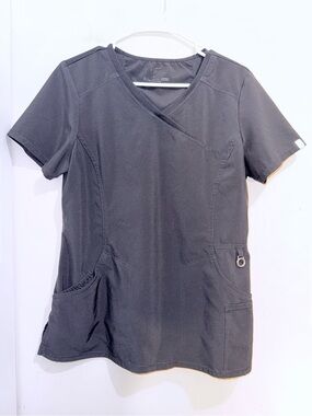 Cherokee Infinity Mock Wrap Scrub Top Black Size M EUC